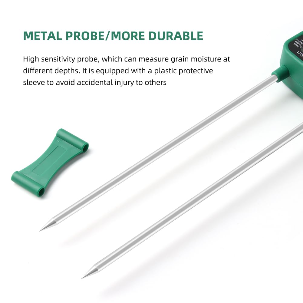 Portable Hay Moisture Meter, LCD Digital Tool Moisture Meter, Wheat Soybean Grain Moisture Tester, with Voice Broadcast, for bran, Forage Grass, Testing Fibre