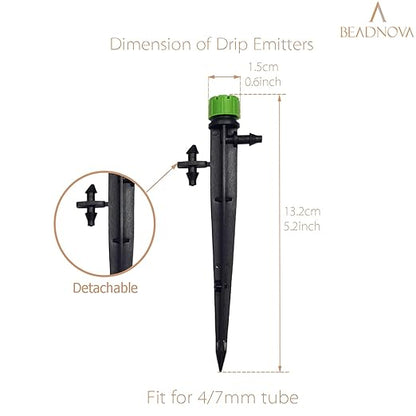 BEADNOVA Irrigation Drippers 50pcs Drip Emitters for 1/4 Inch Irrigation Sprinkler 360 Degree Micro Sprinkler Adjustable Drip Heads Drippers for Garden Patio Lawn