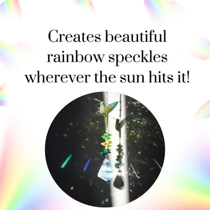 Rhinestones Hummingbird with Crystal Sun Catcher, Glass Window Hanging Ornament,Crystal Prism Suncatcher Outdoor Indoor Home Garden Party Decoration