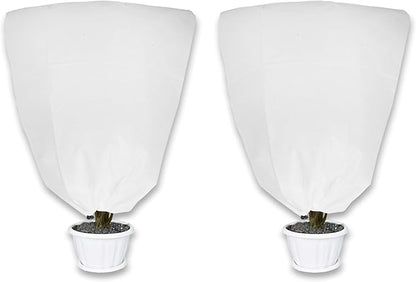 2 Pack Plant Covers Freeze Protection for Winter, 31.5''×23.6'' Frost Cloths for Outdoor Plants Cold Weather Blankets with Drawstrings