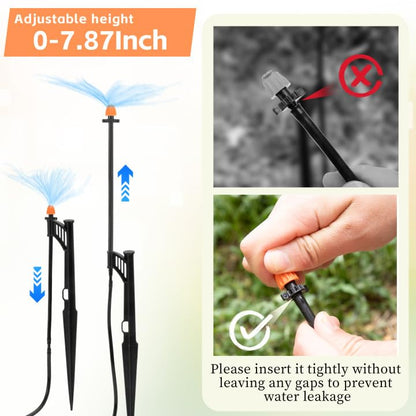 20 Sets 180 Degree Irrigation Sprinkler Heads with Stake Drip Micro Spray Emitters with 1/4" Irrigation Tubing on Riser Stake Micro Spray Sprinkler Stake Assembly for Garden Watering System