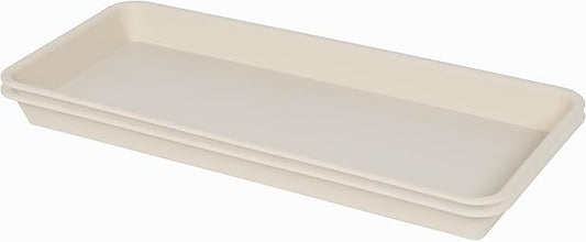 2 Pack Plastic Plant Tray Saucer - Rectangular, 16 inch, Indoor/Outdoor, Drip Tray for Flower Pot, Windowsill (7.0 x 16.1'', Beige)