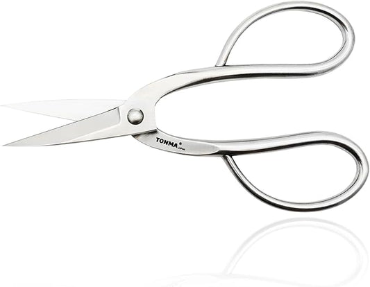 TONMA Ashinaga Bonsai Scissors [Made in Japan] 8 inch Soild Stainless Steel Hasami Pruning Shears Ultra Sharp & Rust-proof, Japanese Bonsai Garden Tools