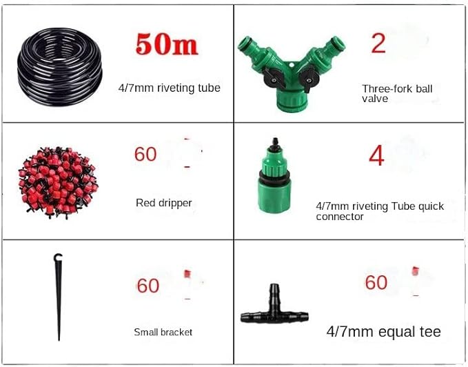 (50Meters+186pcs Set) Drip Irrigation Set DIY Garden Automatic Watering Watering Device Garden Greening Automatic Irrigation System (50M kit)
