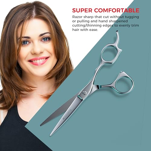 Suvorna Shears for Hair Cutting - Barber Scissors for Hair Cutting - Extremely Sharp Hair Cutting Scissors to Cut Hair - Made with 6.5" Stainless Steel with Key - Hair Shears for Women, Men and Adults