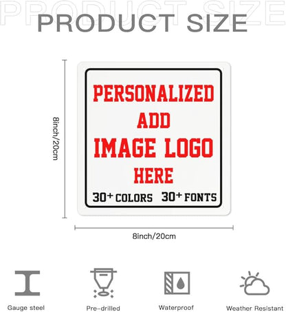 Custom Signs Outdoor，8x8inch Personalized Metal Parking Signs For Business,Intersection Signs,Road Signs,Outdoor Garden Signs,Workplace,Office,Home,Hazard Decorative Signs.