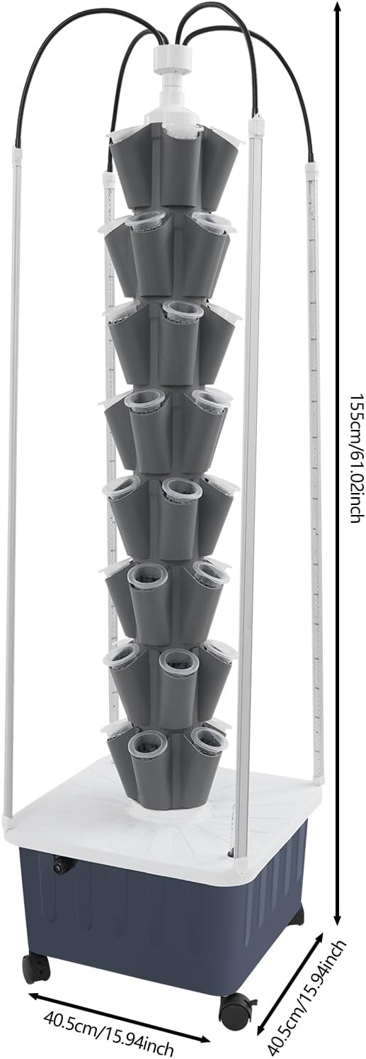 Hydroponics Growing System Kits, Indoor Garden System with LED Light, 40 Pods Planter Indoor Gardening for Vegetables, Herbs, and Miniature Greens (Gray)