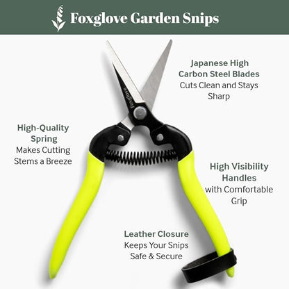 Foxglove Garden Scissors – Professional Pruning Shears for Gardening, Ultra-Sharp Garden Shears with Japanese SK5 Steel Blades, Ergonomic Gardening Shears & Garden Clippers for Flowers and Plants