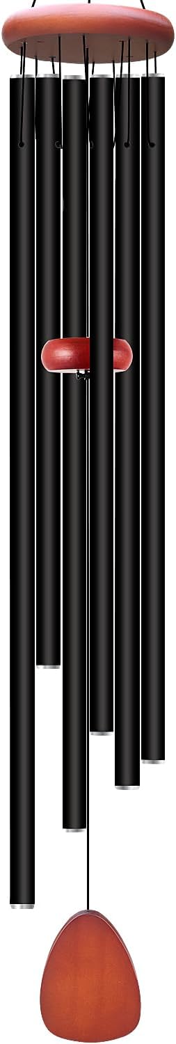 Large Wind Chimes for Outside Deep Tone, Soothing Melodic Memorial Sympathy Wind Chime, Suitable Outdoor Garden Decor, Gift for Mom Women Neighbors (Black Wind Chime -56 in)