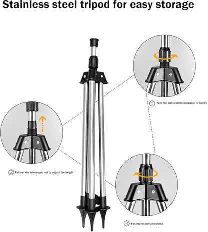Impact Tripod Sprinkler, Rotating Tripod Sprinkler,360‑Degree Automatic Rotating Irrigation Watering, Tripod Telescopic Support for Lawn (2 PCS)