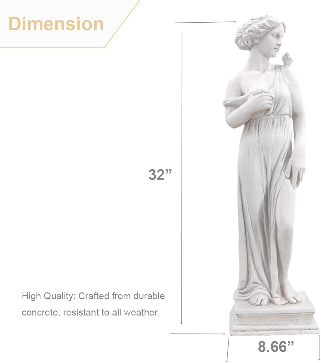 Outdoor Nymph Statues, 32Inch Garden Goddess Sculptures, Greek Mythology Roman Decor, Large Statues for Patio Yard Lawn Porch, Grey (Nymph-Grey)