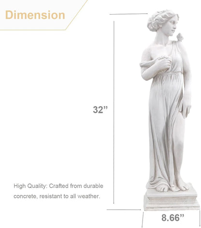 Outdoor Nymph Statues, 32Inch Garden Goddess Sculptures, Greek Mythology Roman Decor, Large Statues for Patio Yard Lawn Porch, Grey (Nymph-Grey)