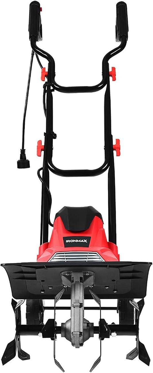 GRAFFY 10 Amp Electric Garden Tiller, Rototillers Tool with 14 Inch Tilling Width & 9 Inch Working Depth, Corded Electric Tiller and Cultivator for Garden, Lawn, Digging, Weed Removal