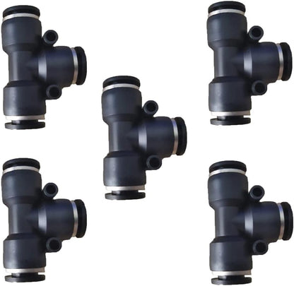 3/8 inch Air Hose T Connector Plastic Pneumatic Quick Push to Connect Tee Fitting (5Pcs)