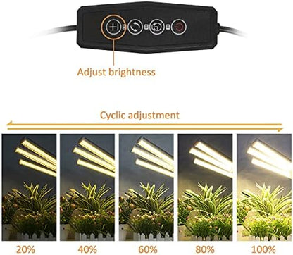 ELITUN LED Grow Light for Indoor Plants, Full Spectrum Plant-Growing Lamp with 315 LED Lamp Beads,5 Dimmable Levels & 3 Modes Timing Function, Auto On/Off (3 Heads Light)