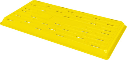 SUNPACK 10" x 20" Heavy Duty Shallow Plastic Seed Starting Tray, Yellow, 1" (Pack of 30) - Lined with Drainage Holes for Excess Water and Aeration, Ideal for Greenhouses or Indoor Gardening
