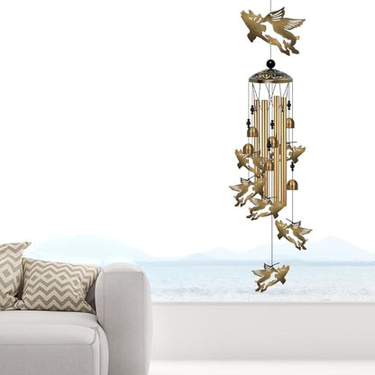 Outside Flying Pig and Horse Wind Chimes Decorate, Memorial Wind Chimes, Pigs Wind Catcher, Mobile Bronze Horses Pigs Wind Bells for Home, Yard, Tree, Patio, Garden Decoration, Festival Gifts for Mom