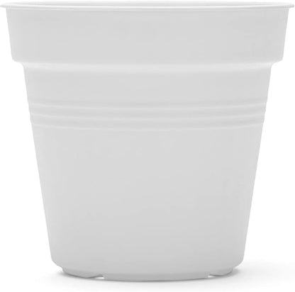 Mintra Home Garden Pots 4pk - Flowers, Herbs, Plants, Indoor, Outdoor, Colorful, Wholesale, Bulk (White, 15cm Diameter (5.9in))