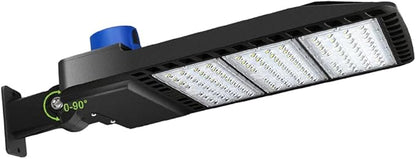 ledmo 300W LED Parking Lot Lights with Adjustable Arm Mount Dusk-to-Dawn Photocell Sensor Outdoor Commercial Area Lighting 36000LM 5000K IP65 LED Street Flood Security Light for Shop|Yard|Roadways