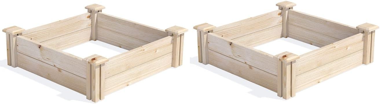 Greenes Fence Original Pine Raised Garden Bed, 2' x 2' x 7" (2-Pack) - Made in USA with American Pine