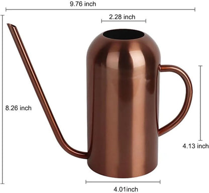 Watering Can Indoor Plants, 50 oz/1500 ml Metal Stainless Steel Watering Can Pot with Long Spout for Indoor House Plants Bonsai Outdoor Garden Flower Decorative(Copper) (Copper)