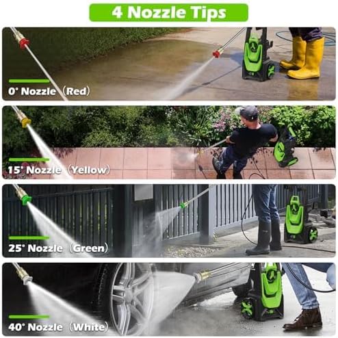 Pressure Washer -5000PSI Power Washer 500ML Foam Canno with Pressure Washers 4 Quick Connect Nozzles for Cars Patios Driveway