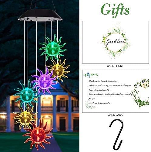 Sun Flower Solar Wind Chimes,gradening Gift for All Father,Stepdad,Grandpa,Husband,mom,Grandma,Women,Aunt,Daughter,Nana,Sister, Birthday Day,Perfect for Patio Solar Light Yard Decor for Christmas