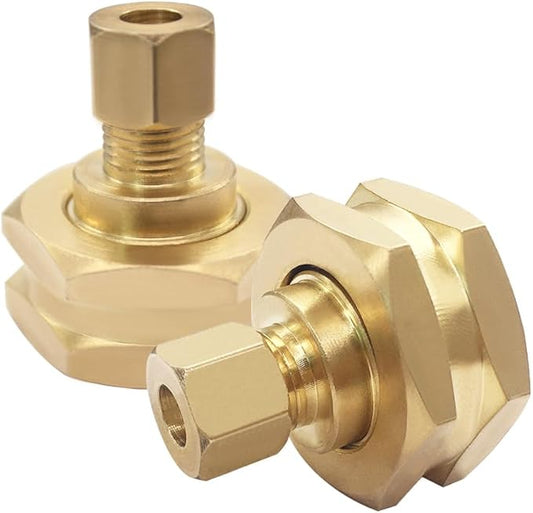 Hooshing 2PCS 3/4" GHT Garden Hose Female Thread to 3/8" OD Compression Brass Connectors with Washers Faucet to Hose Adapter