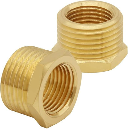 2PCS Brass Garden Hose Bushing 3/4"GHT Male to 1/2"NPT Female Thread Reducer Adapter Water Hose Nipple Reducing Convert Pipe Fittings Connector