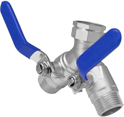 Beduan 304 Stainless Steel Hose Splitter 2 Way Y Garden Hose Bib Splitter with Long Handle Water Hose Ball Shut Off Valve 3/4 GHT Threaded