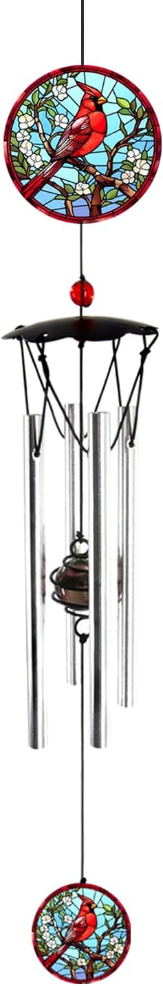 Wind Chimes for Outside 24" Cardinal Wind Chimes Outdoor Home Patio Garden Decor Windchimes Outdoors Cardinal Gifts for Women Mom Grandma Sisters