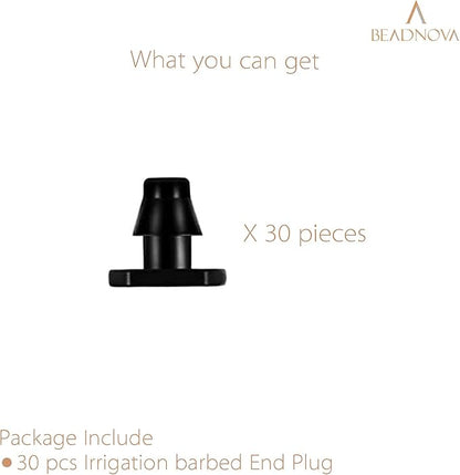 BEADNOVA Drip Irrigation Connectors 30 Pcs 1/4 Inch Barbed Drip Line Plugs End Plugs Irrigation Connectors for 1/4 Inch Tubing Water Tubing Gardening Supplies (30pcs)
