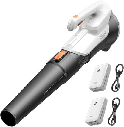 Litheli 20V Cordless Leaf Blower, Dual 2×2.0Ah Batteries Included, 350CFM/85MPH, 2-Speed Lightweight Handheld Electric Blower for Lawn, Patio, Dust & Leaves