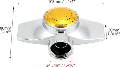QWORK 2 Pack 360 Degree Metal Spot Sprinkler, Heavy-Duty Circular Design with Adjustable Water Flow, Up to 30-Feet Coverage for Lawns, Gardens & More