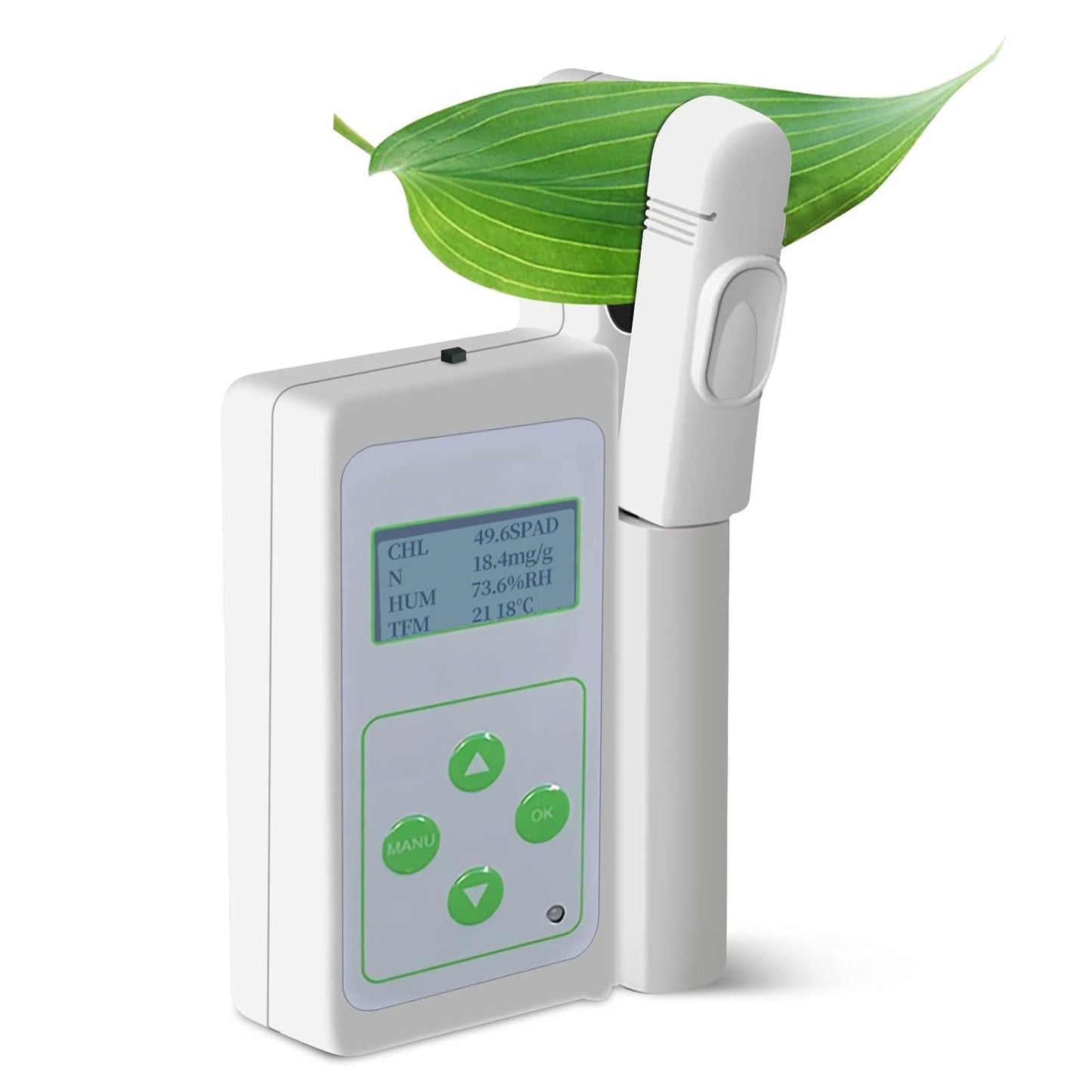 Plant Nutrition Tester, 4In1 Chlorophyll Meter High-Precision Detection of Chlorophyll and Nitrogen Content, Rapid Measurement, Data Storage and Analysis. Suitable for Agriculture, Research, Gardening
