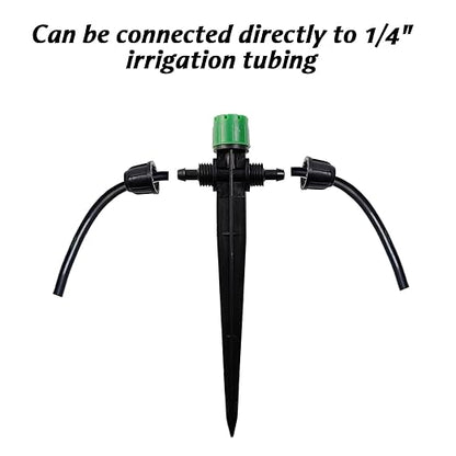 RONYOUNG 35pcs Drip Irrigation Emitters Sprayer for 1/4" Drip Irrigation Tubing Adjustable 360 Degree Water Flow Drippers on 5.3" Sturdy Stake with Lock Barbed Irrigation Drippers