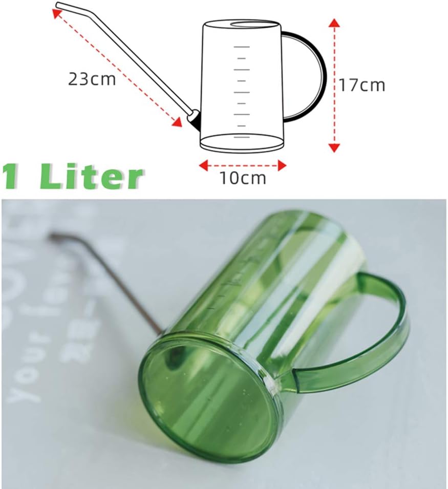 Watering Can Indoor, Small Watering Cans for House Plants, Succulents and Flowers, Long Spout, 1 Liter, with Bonus Plant Mister Spray Bottle