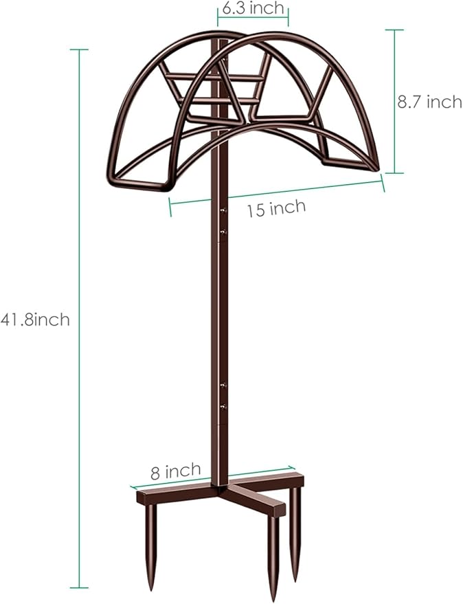 TomCare Garden Hose Holder Detachable Metal Water Hose Holder Hose Hanger Heavy Duty Free Standing Hose Storage Stand for Outside, Bronze