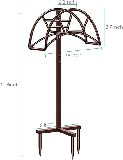TomCare Garden Hose Holder Detachable Metal Water Hose Holder Hose Hanger Heavy Duty Free Standing Hose Storage Stand for Outside, Bronze