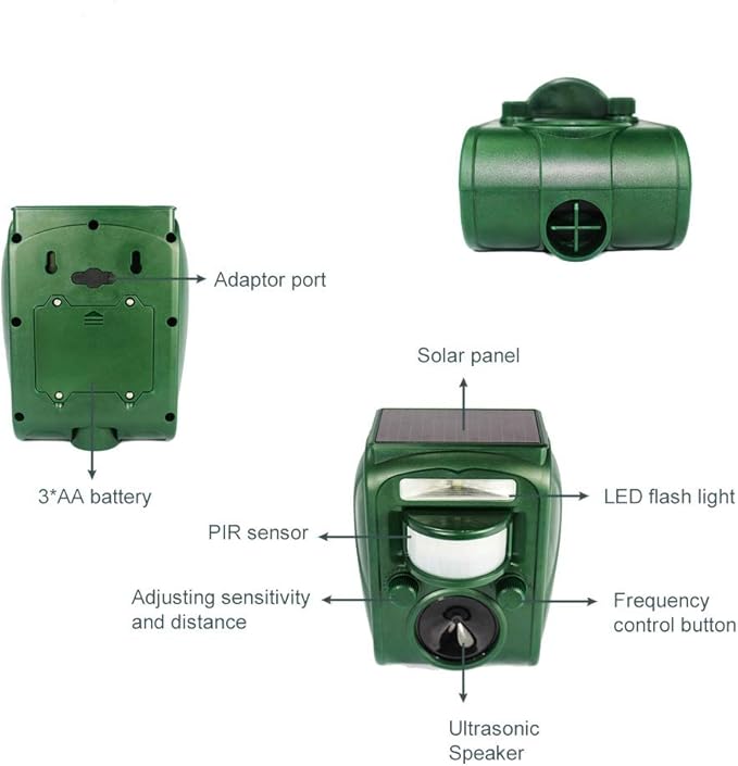 Broox 2025 Upgraded Solar Animal Repellent, Cat Repellent Outdoor, Squirrel Repellent, Deer Repellent, Ultrasonic pest Repeller, Waterproof IP 65, Motion Detection, Dog, Raccoon, Skunk, Rabbit, Rodent