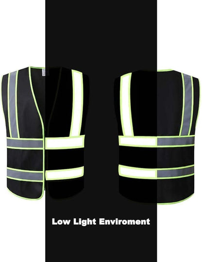 Tekware Safety Vest with High Reflective Strips, Pack of 10 Bright Neon Color Construction Protector with Zipper