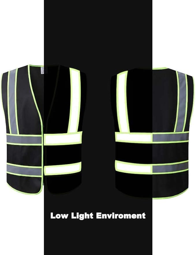 Tekware Safety Vest with High Reflective Strips, Pack of 10 Bright Neon Color Construction Protector with Zipper