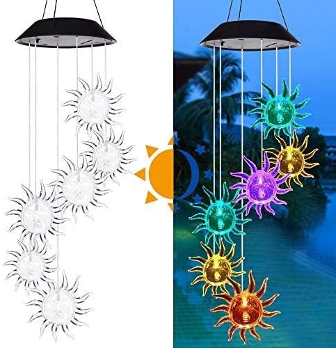 Sun Flower Solar Wind Chimes,gradening Gift for All Father,Stepdad,Grandpa,Husband,mom,Grandma,Women,Aunt,Daughter,Nana,Sister, Birthday Day,Perfect for Patio Solar Light Yard Decor for Christmas