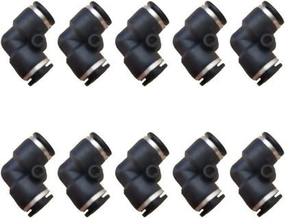 1/4" Od Air Line Elbow Union, Push To Connect Air Fitting (10 Pack)