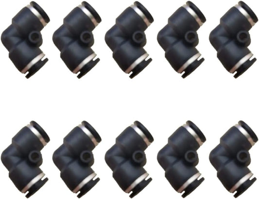 1/4" Od Air Line Elbow Union, Push To Connect Air Fitting (10 Pack)