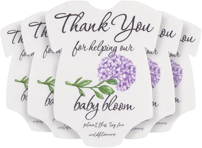 Onesie Seed Paper – 5 Hydrangea Baby Shower Favors for Guests with Wildflower Seeds, Writable & Plantable, Baby Shower Gifts for Guest