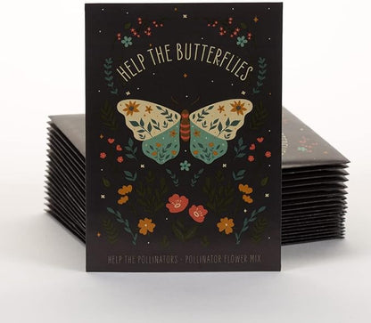 Bentley Pollinator Wildflower Mix, 25 Non-GMO Non-Coated Packets for Garden Planting, Help Butterflies and Pollinators, Beautiful Gift