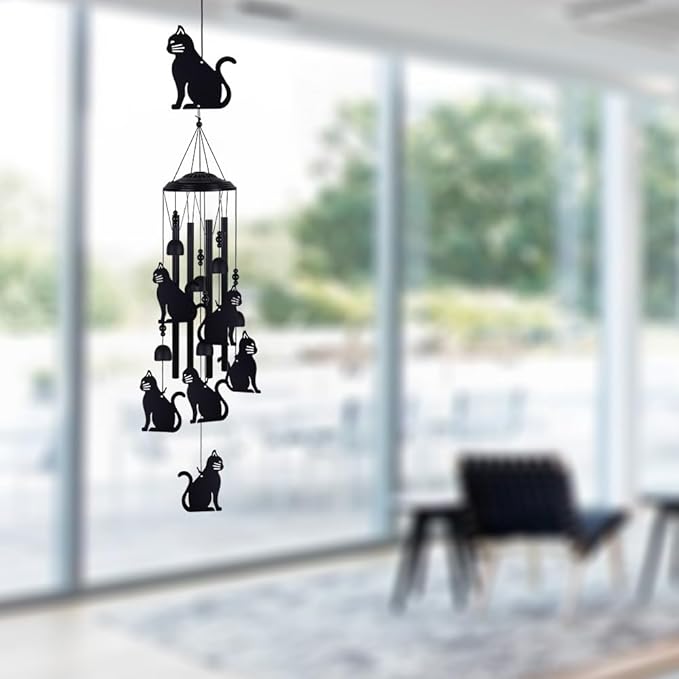 Cats Wind Chimes Outdoor, Memorial Wind Chimes, Mobile Cats Bells, Music Wind Catcher, Cat Wind Chime for Home, Tree, Yard, Patio, Garden Decoration, Festival Gifts for Mom, Xmas Gifts for Cat Lovers