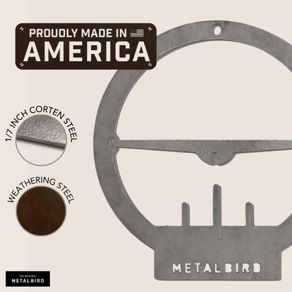 METALBIRD - Hanging Bird Feeder - Outdoor Tree Ornaments in Corten Steel - Metal Art Proudly Made in America