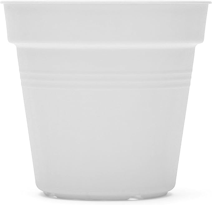 Mintra Home Garden Pots 4pk - Flowers, Herbs, Plants, Indoor, Outdoor, Colorful, Wholesale, Bulk (White, 19cm Diameter (7.5in))